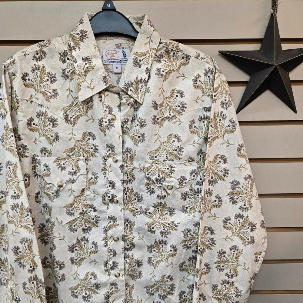 ladies cowgirls rodeo pearl snap vintage Panhandle Slim as new crisp shirt M